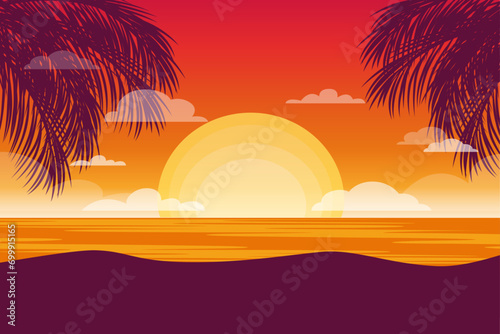 summer beach sunset landscape background © AinStory