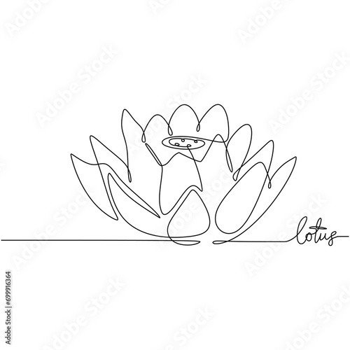 Lotus flower in continuous line art drawing