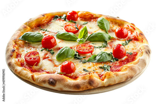 Pizza Margherita, transparent background, isolated image, generative AI