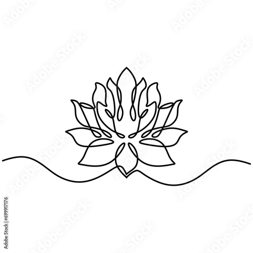 Lotus flower in continuous line art drawing