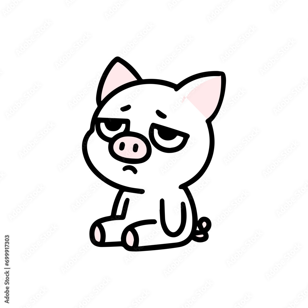 Minimal cute Animal with Emotional Burnout expression of pig
Minimal cute Animal with Emotional Burnout expression of pig