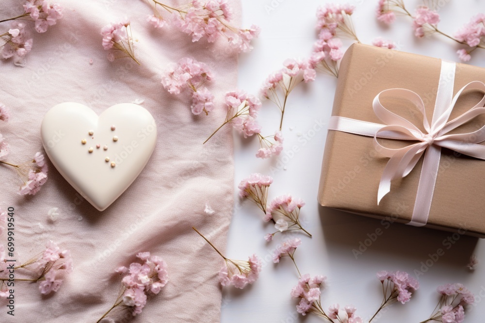 gift box with pink ribbon and flowers valentine gift box with pink ribbon and flowers valentine