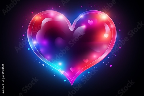 glowing heart on black background heart  love  valentine  on the wall