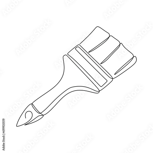 Paint brush one line drawing