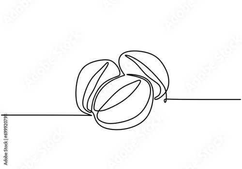Coffee beans in continuous one line drawing. Roasted bean ready to ground.