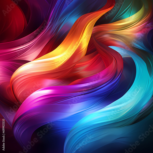 Abstract energy waves in various colors.