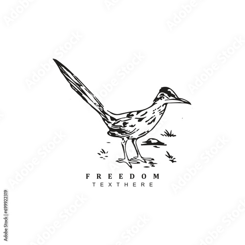 Принти на полотні Abstract vintage hand drawn bird logo design for your brand or business