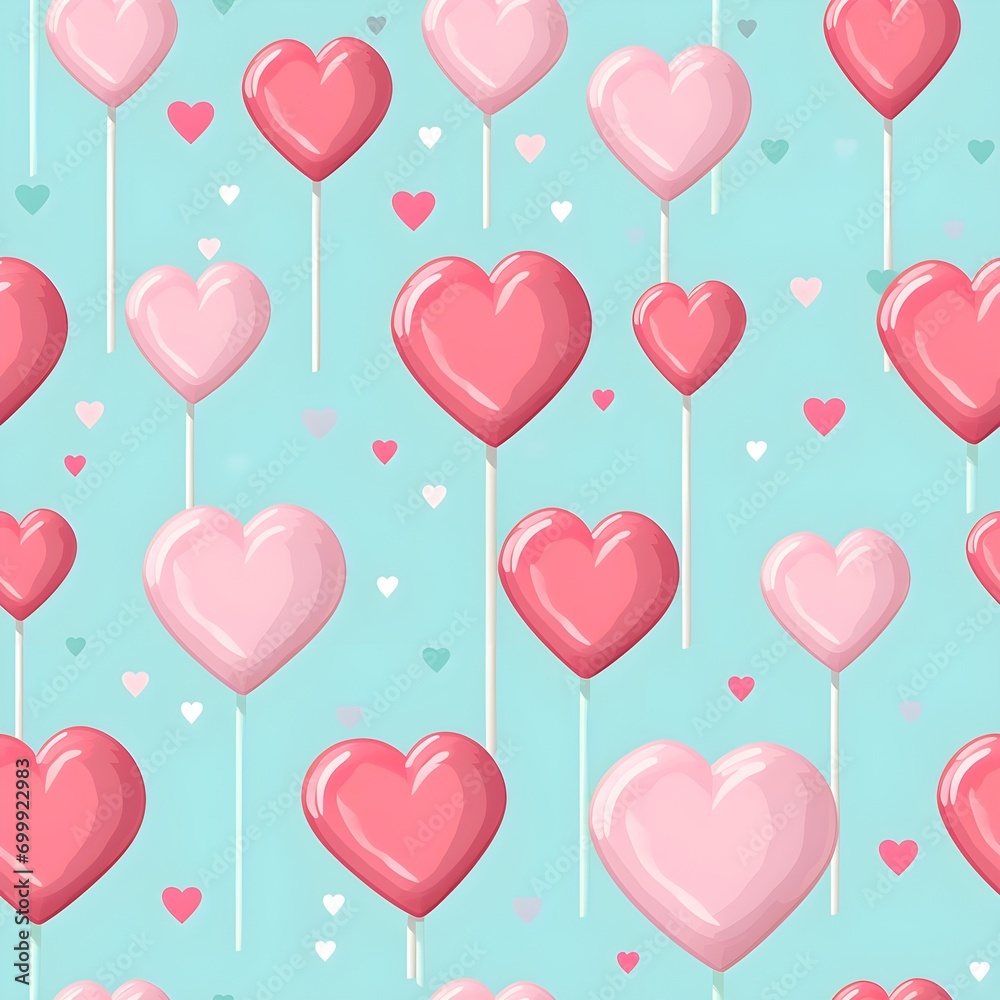 Heart lollipop for Valentine day with seamless pattern Heart lollipop for Valentine day with seamless pattern