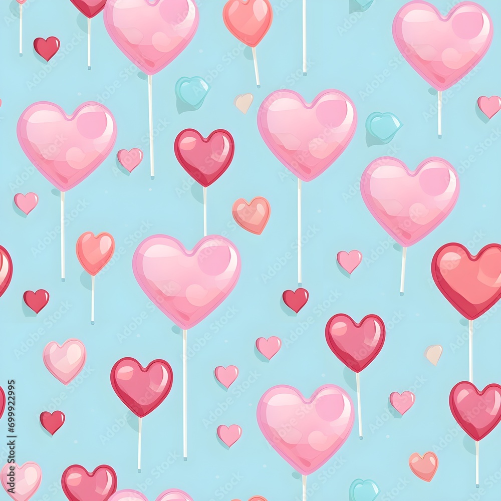 Heart lollipop for Valentine day with seamless pattern 