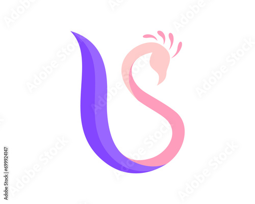 Abstract peacock in S letter shape logo