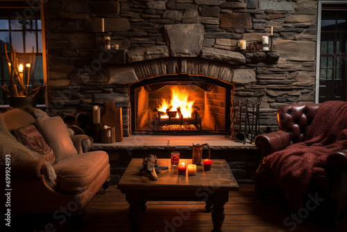 Fireplace in home for warming in winter