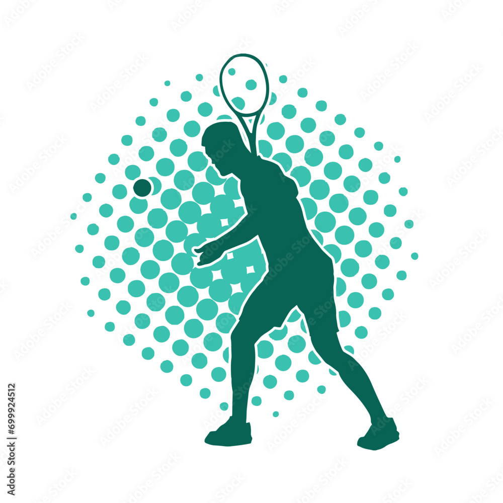 Silhouette of a male tennis player in action pose. Silhouette of a man playing tennis sport with racket. Silhouette of a male tennis player in action pose. Silhouette of a man playing tennis sport with racket.