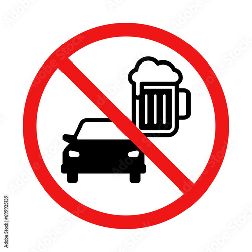 No Drinking and Driving Sign on White Background