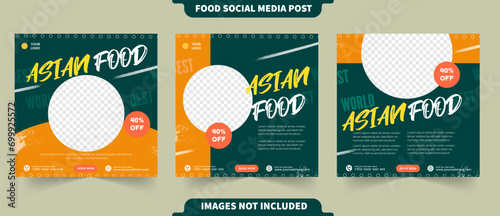 Food delicious menu and restaurant promo for instagram and social media post collection with photo editable template