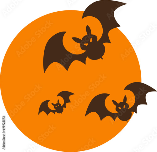 Flying Bats on Full Moon as Halloween Decorative photo