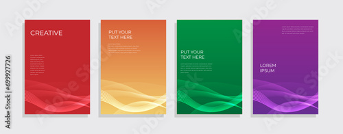 Modern minimalist colorful cover design template with wavy line photo