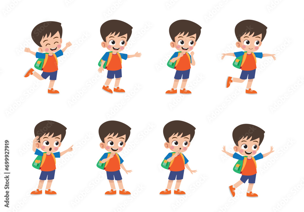 Cute little boy with many gesture vector illustration Cute little boy with many gesture vector illustration