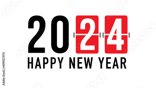 2024 Happy New Year vector greetings card with scoreboard number