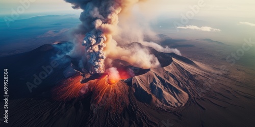 A land covered by volcanic eruptions, remote control aerial photography