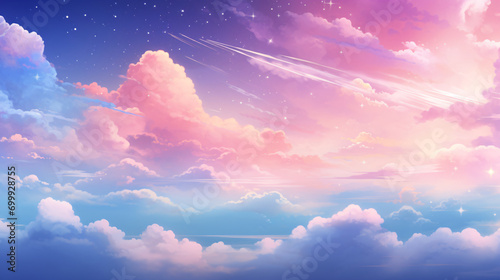 Fantasy clouds and sky scene illustrations  fairy tale scene illustrations