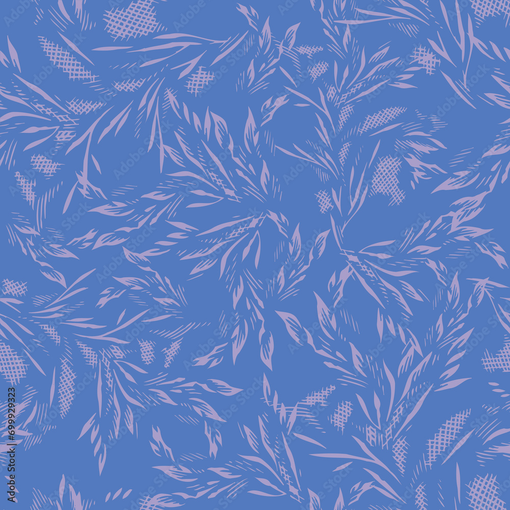 Fototapeta premium Vector illustration of stylized leaves pattern. Handmade art.