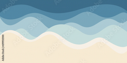 Abstract blue sea with white sand beach vector illustration. Tropical blue sea concept flat design background.