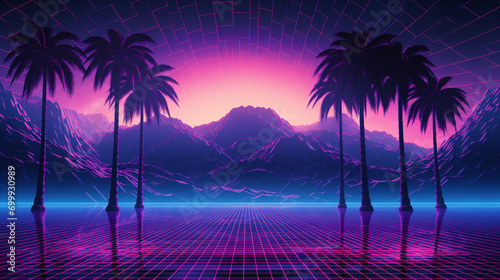 Vaporwave style background  retro style abstract poster design