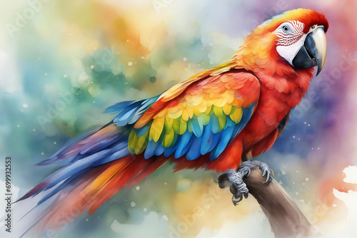 exotic watercolor painting artwork of parrot