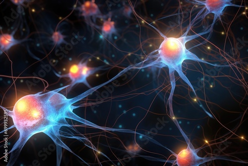 Excitatory postsynaptic potentials  EPSPs  propagating through neurons after glutamate binding to receptors.