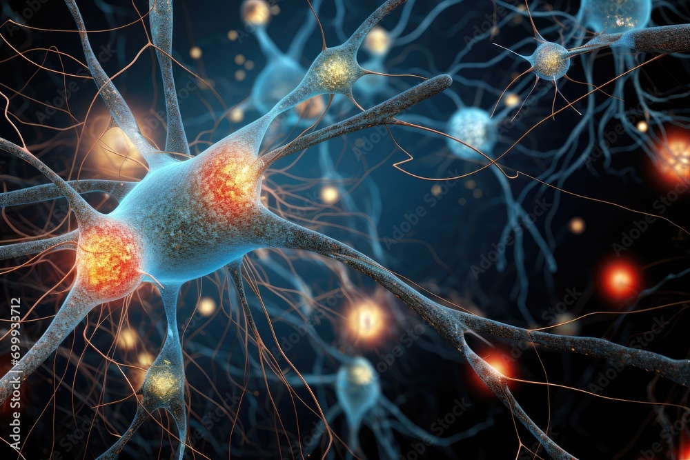 The interaction between neurotransmitters and neural receptors in the synapse. The interaction between neurotransmitters and neural receptors in the synapse.