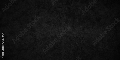 Dark black Blackboard and chalkboard rough grunge backdrop background. Panorama dark grey black slate background or texture. Vector black wall concrete texture. Stone wall background.