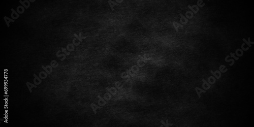 Dark black Blackboard and chalkboard rough grunge backdrop background. Panorama dark grey black slate background or texture. Vector black wall concrete texture. Stone wall background.