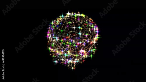 Wallpaper Mural Spinning 3d human brain with colorful glitter sparkles and rays on plain black background Torontodigital.ca