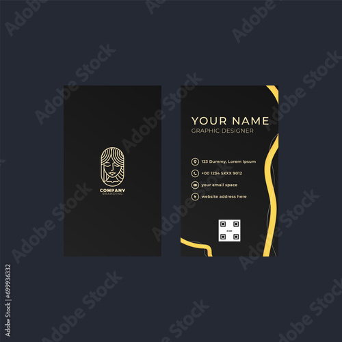 black luxury vertical business card template design with beauty theme and logo