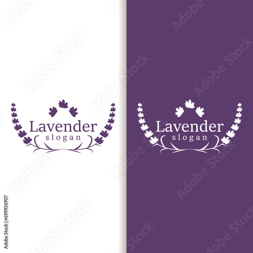 Lavender Logo Elegant Purple Flower Plant Illustration Floral Ornament Design