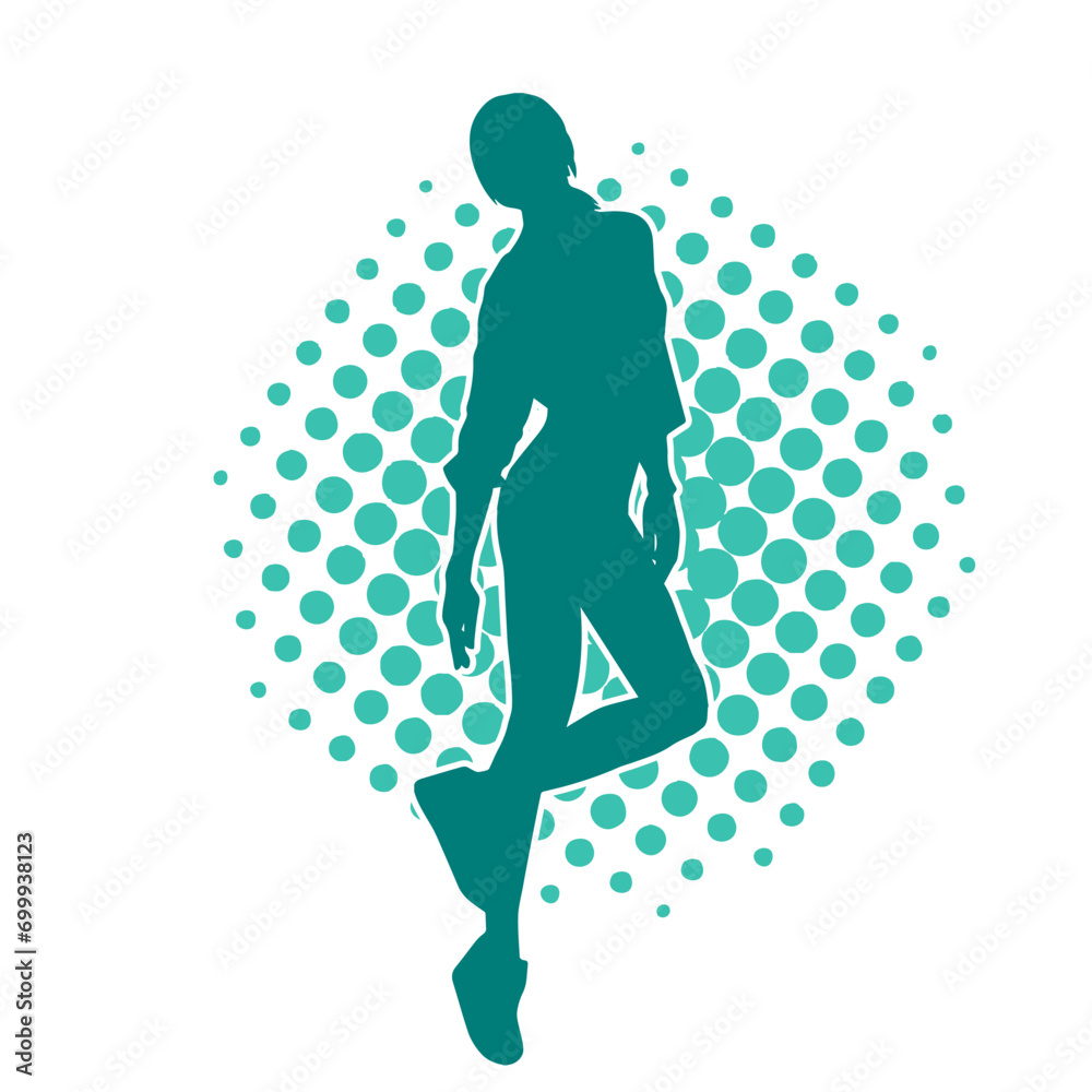 Silhouette of a slim female model wearing casual outfit standing in feminine pose. Silhouette of a slim female model wearing casual outfit standing in feminine pose.
