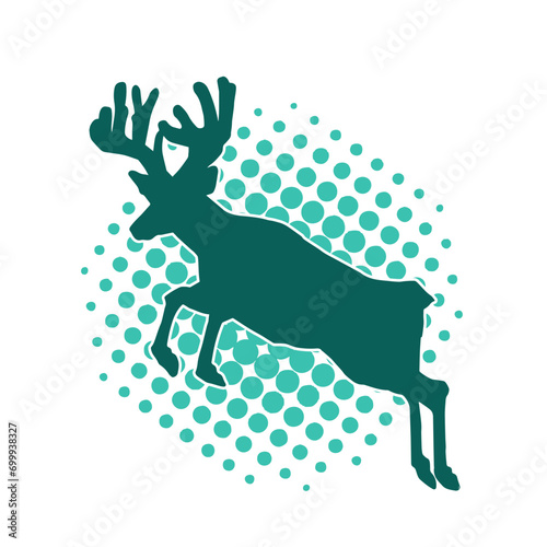 Silhouette of a wild deer forest animal with beautiful antlers. 