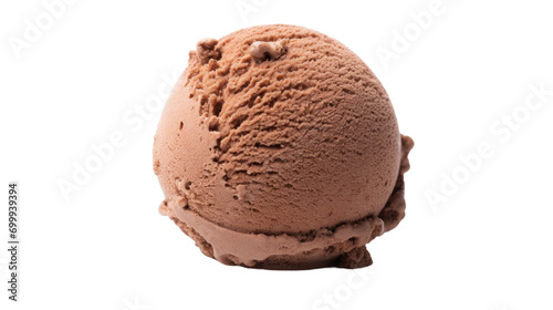 Chocolate ice cream ball isolated on transparent and white background.PNG image.