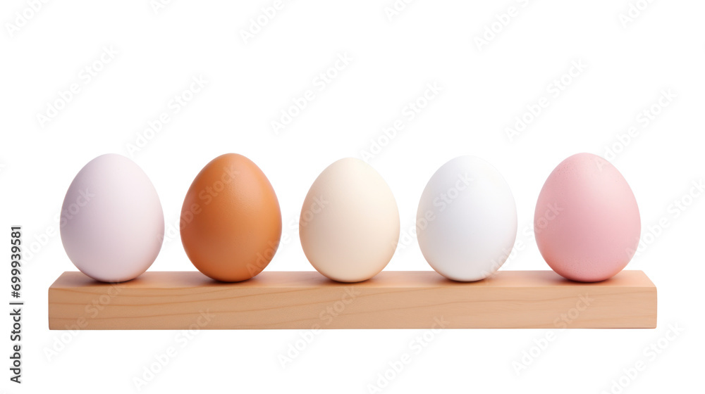Fototapeta premium Many eggs on wood isolated on transparent and white background.PNG image.