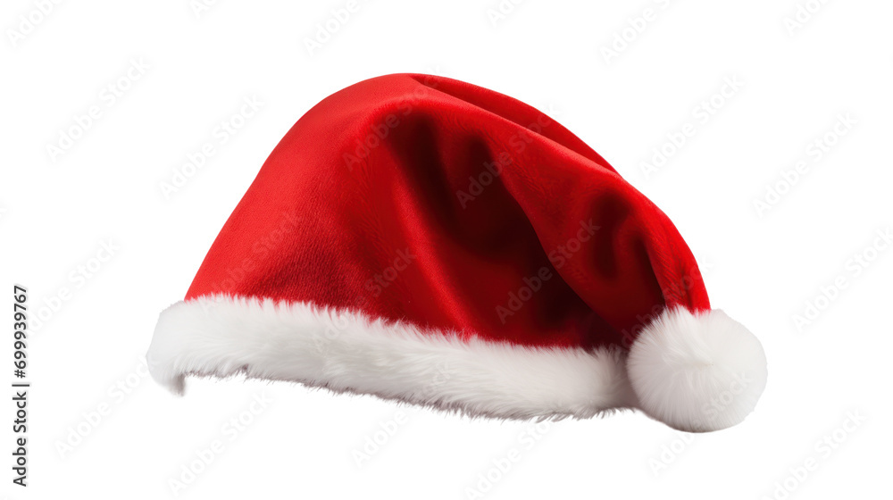 A red Santa hat isolated on transparent and white background.PNG image. A red Santa hat isolated on transparent and white background.PNG image.