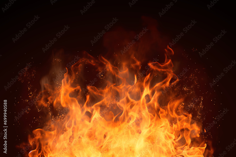 Fire flames on black background Fire flames on black background