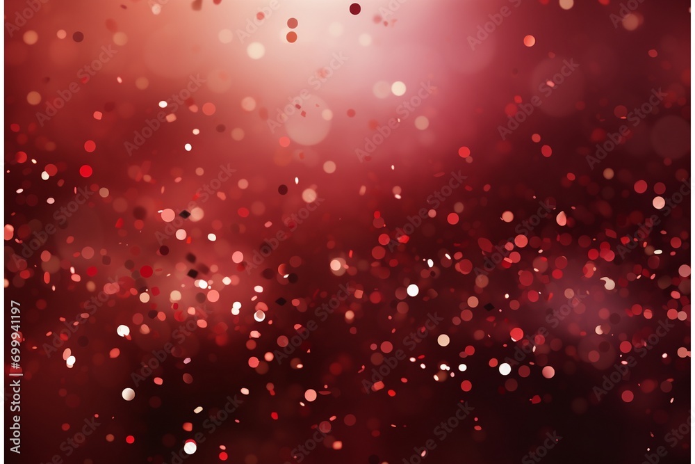 Abstract red background with bokeh defocused lights. 