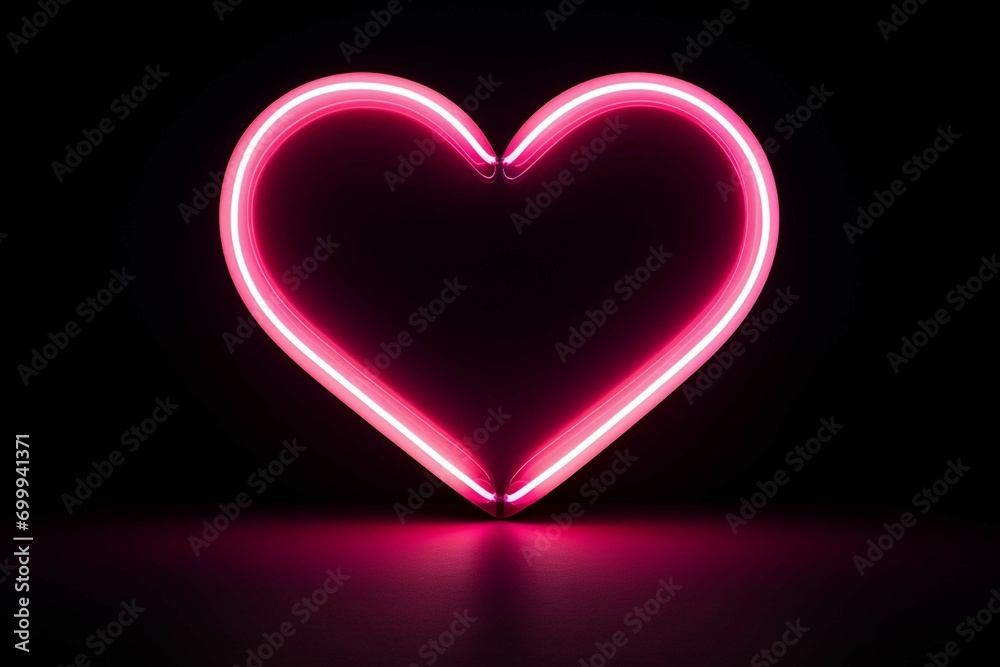 
Minimal pink glowing neon heart shape on black for Valentine's