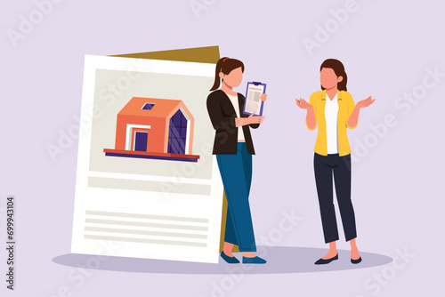 Real estate business concept. Colored flat vector illustration isolated.