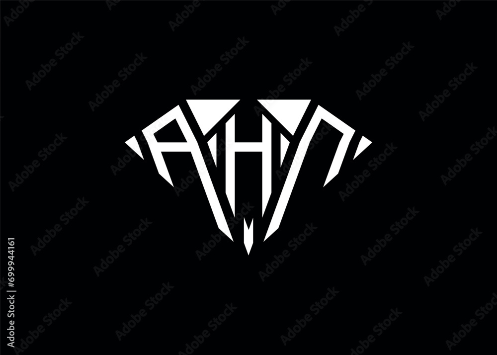 Modern letter A H N diamond shape logo And initial monogram A H N letter logo vector template.