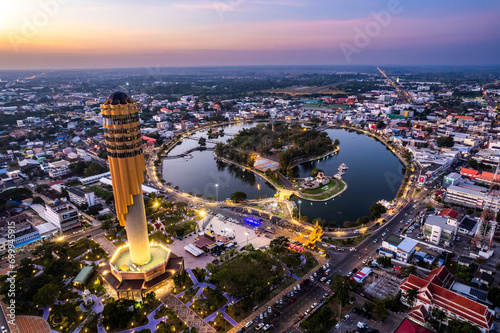Aerial view of Roi Et Tower in Thailand