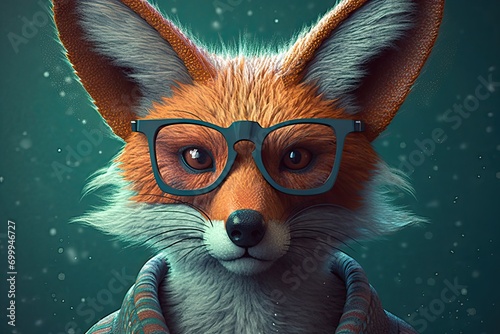  illustration eyeglasses jacket sweater wearing mythologie man half fox half creature hybrid Surreal