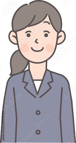 笑顔のスーツの女性の上半身イラスト