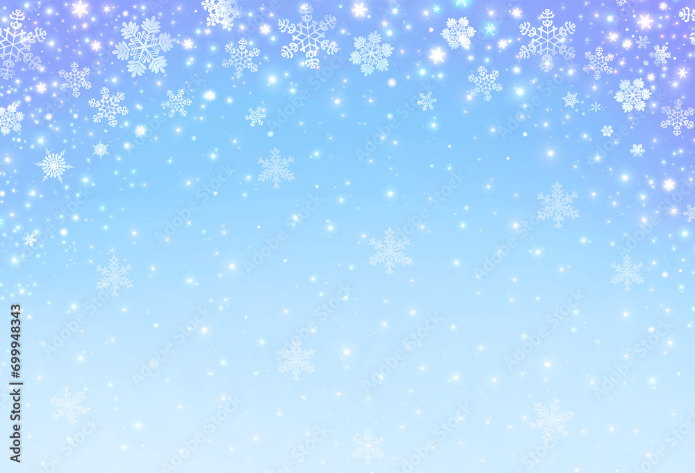 おしゃれな雪の結晶の背景　素材　キラキラ柄　雪景色　冬景色　飾り　寒中お見舞い