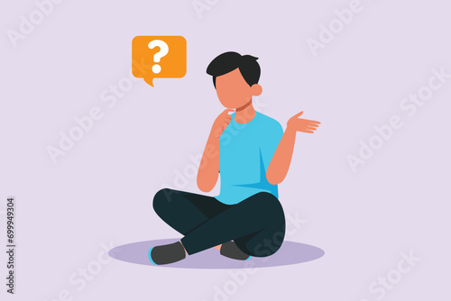 Thinking or solving problem concept. Colored flat vector illustration isolated.